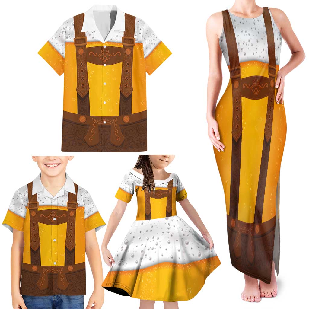 Traditional German Costume - Lederhosen Family Matching Tank Maxi Dress and Hawaiian Shirt Oktoberfest Beer Head Funny Style - Wonder Print Shop