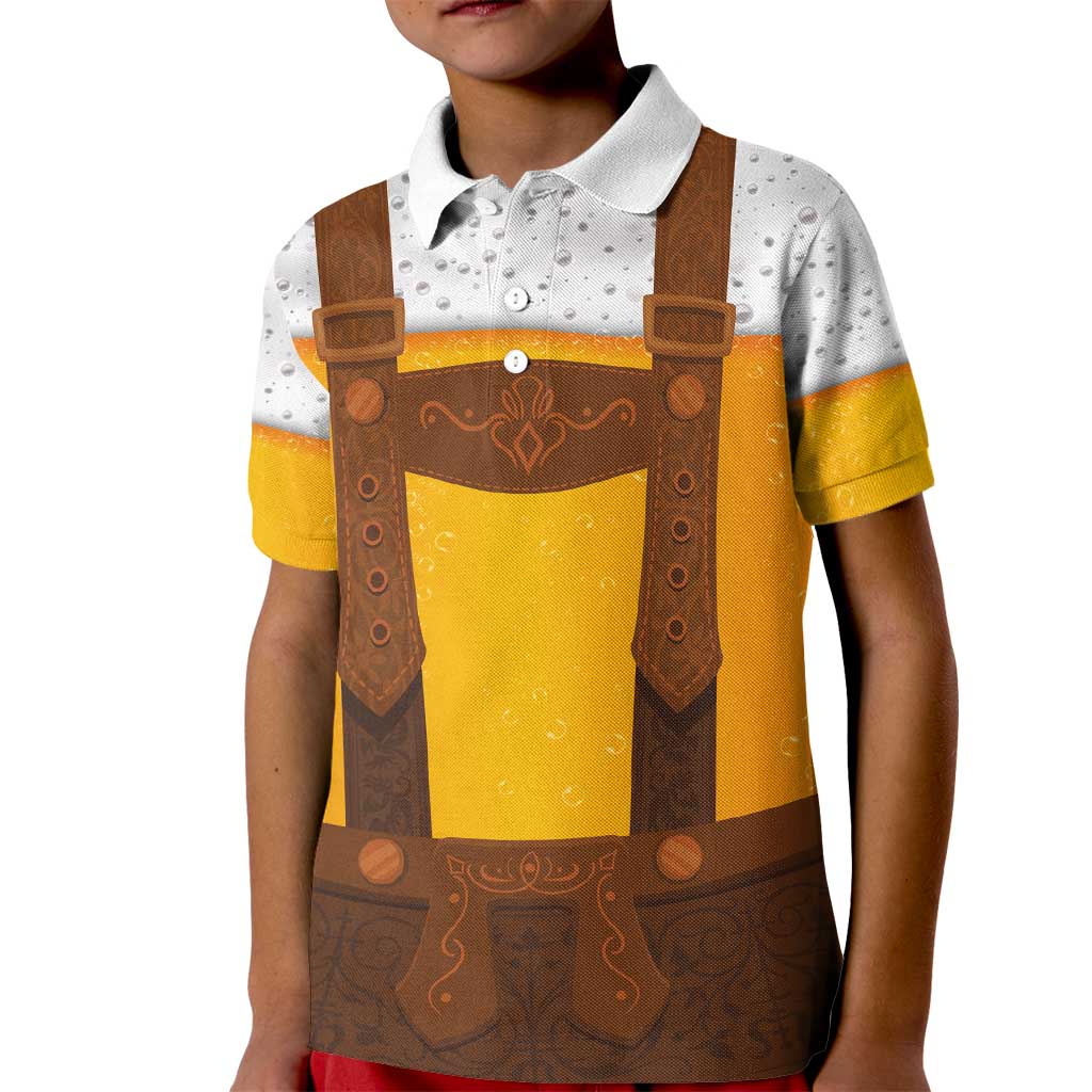 Traditional German Costume - Lederhosen Kid Polo Shirt Oktoberfest Beer Head Funny Style - Wonder Print Shop