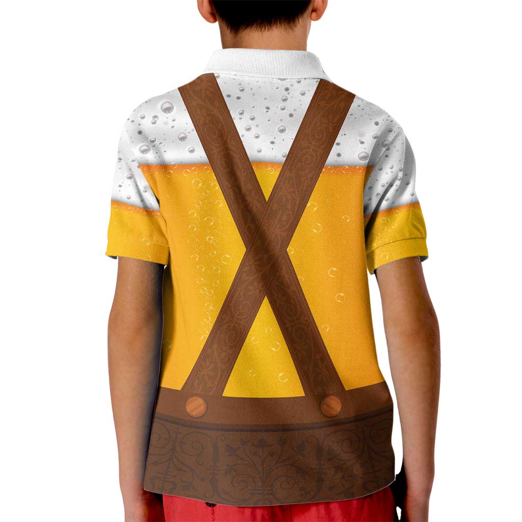 Traditional German Costume - Lederhosen Kid Polo Shirt Oktoberfest Beer Head Funny Style - Wonder Print Shop