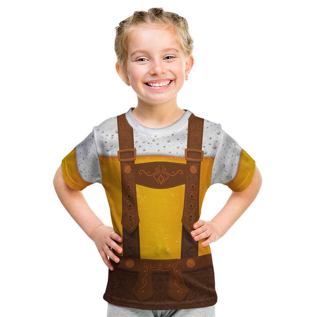 Traditional German Costume - Lederhosen Kid T Shirt Oktoberfest Beer Head Funny Style - Wonder Print Shop