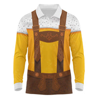 Traditional German Costume - Lederhosen Long Sleeve Polo Shirt Oktoberfest Beer Head Funny Style - Wonder Print Shop