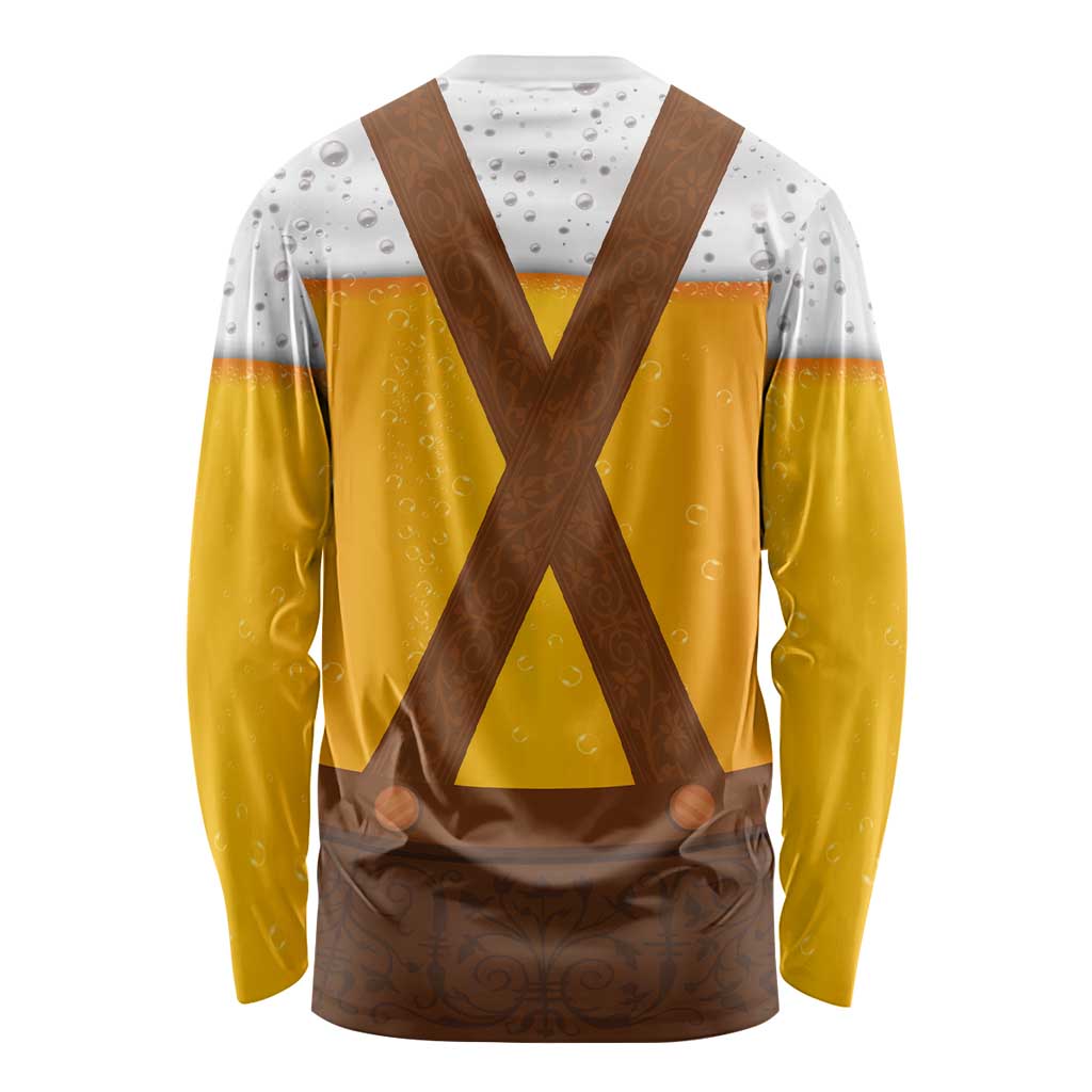 Traditional German Costume - Lederhosen Long Sleeve Shirt Oktoberfest Beer Head Funny Style - Wonder Print Shop