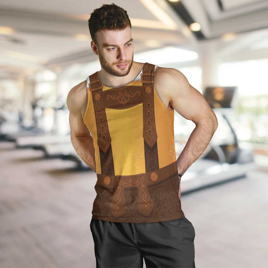Traditional German Costume - Lederhosen Men Tank Top Oktoberfest Beer Head Funny Style - Wonder Print Shop