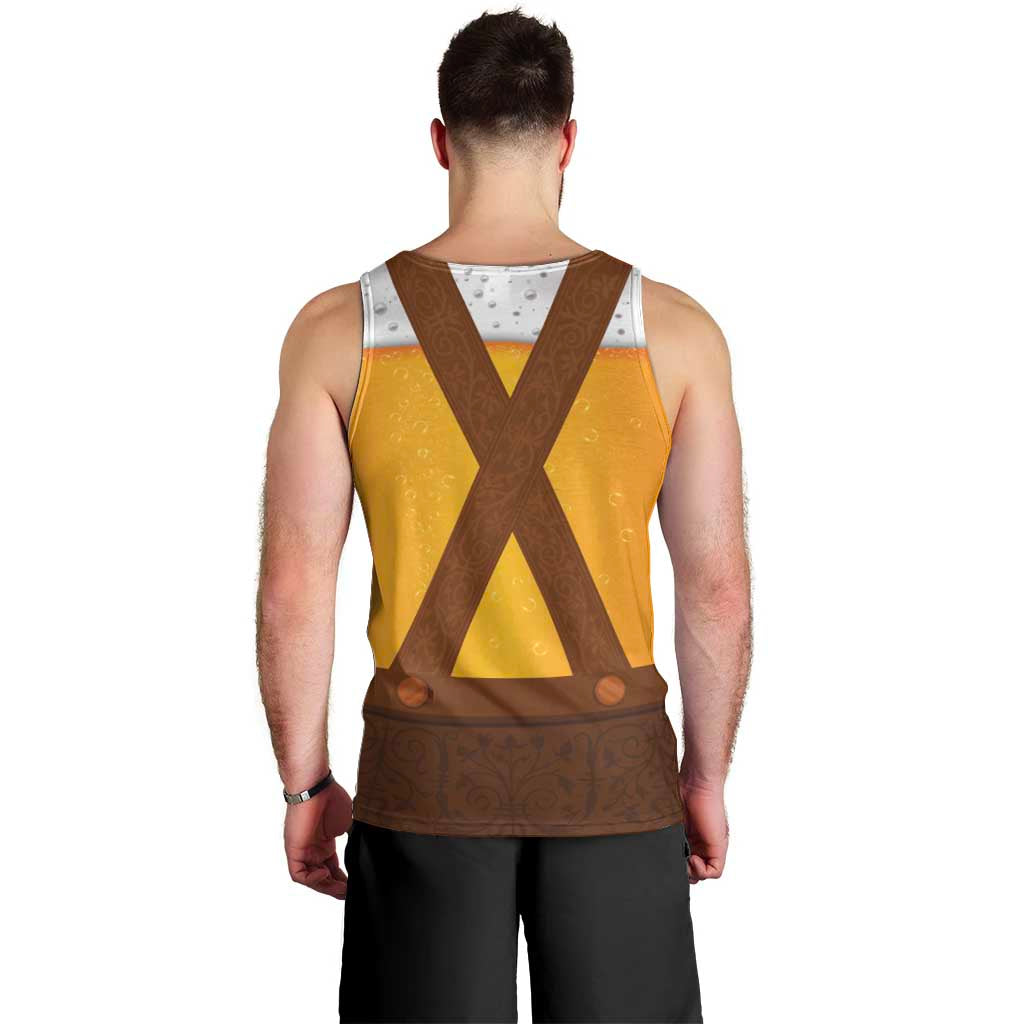 Traditional German Costume - Lederhosen Men Tank Top Oktoberfest Beer Head Funny Style - Wonder Print Shop
