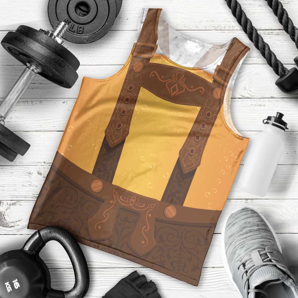 Traditional German Costume - Lederhosen Men Tank Top Oktoberfest Beer Head Funny Style - Wonder Print Shop