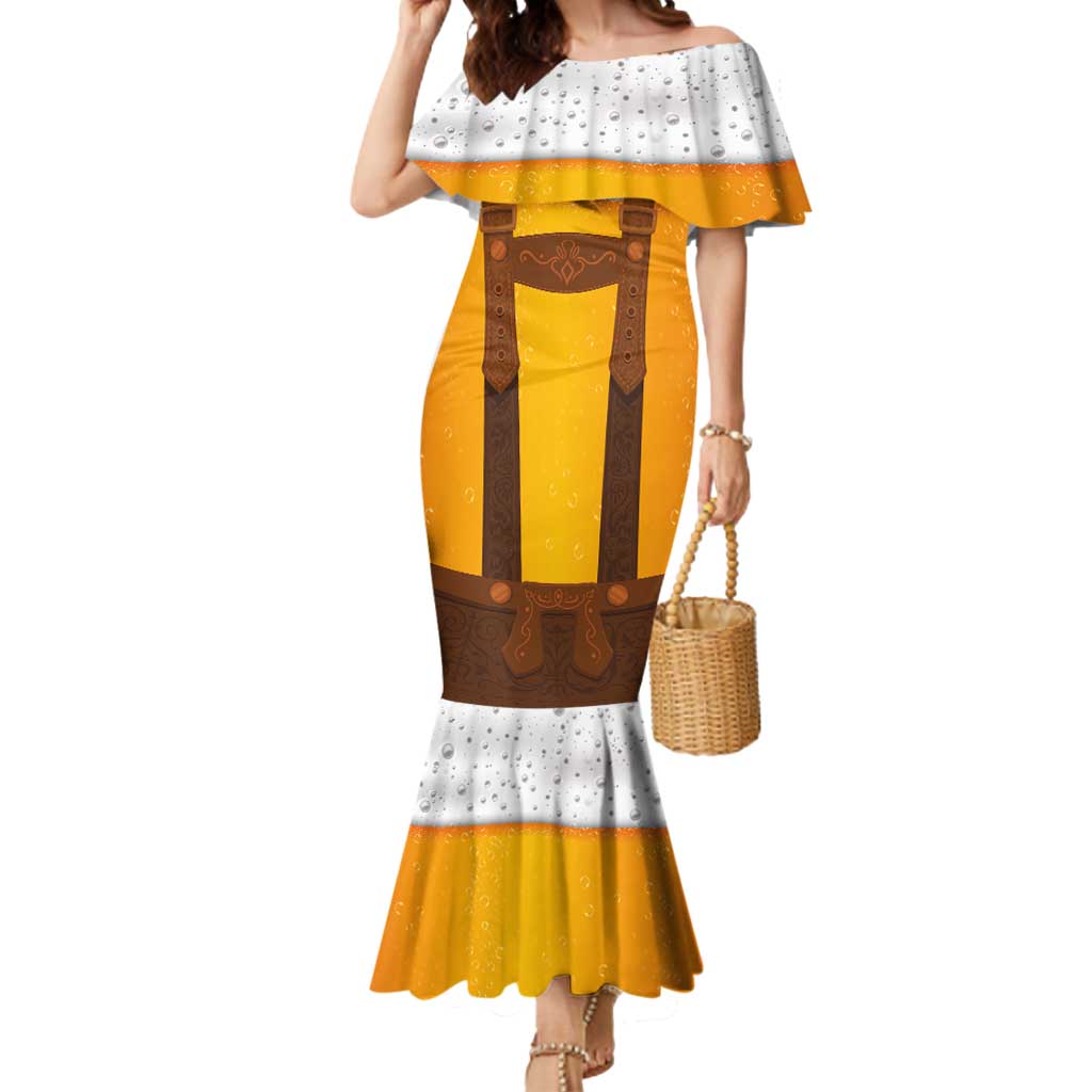 Traditional German Costume - Lederhosen Mermaid Dress Oktoberfest Beer Head Funny Style - Wonder Print Shop