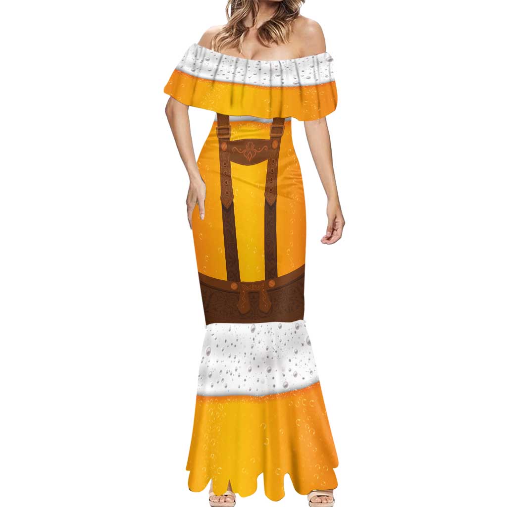 Traditional German Costume - Lederhosen Mermaid Dress Oktoberfest Beer Head Funny Style - Wonder Print Shop