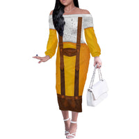 Traditional German Costume - Lederhosen Off The Shoulder Long Sleeve Dress Oktoberfest Beer Head Funny Style - Wonder Print Shop