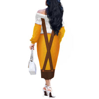 Traditional German Costume - Lederhosen Off The Shoulder Long Sleeve Dress Oktoberfest Beer Head Funny Style - Wonder Print Shop