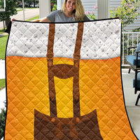 Traditional German Costume - Lederhosen Quilt Oktoberfest Beer Head Funny Style - Wonder Print Shop