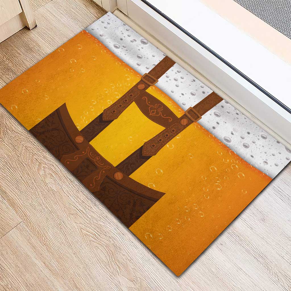 Traditional German Costume - Lederhosen Rubber Doormat Oktoberfest Beer Head Funny Style - Wonder Print Shop