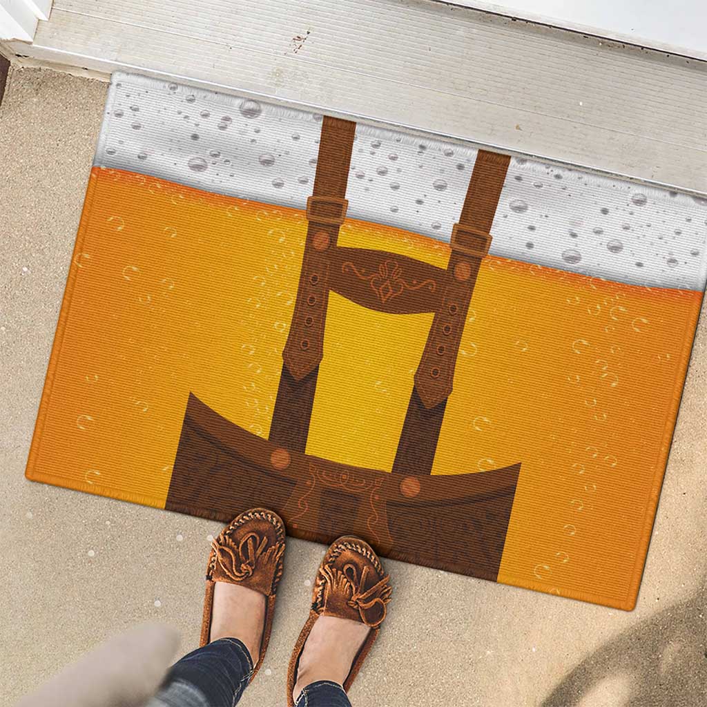 Traditional German Costume - Lederhosen Rubber Doormat Oktoberfest Beer Head Funny Style - Wonder Print Shop