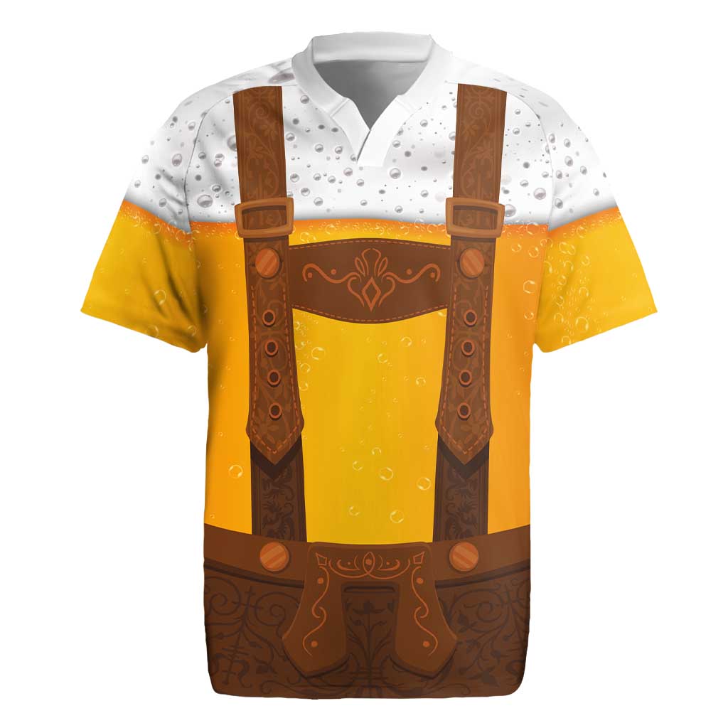 Traditional German Costume - Lederhosen Rugby Jersey Oktoberfest Beer Head Funny Style - Wonder Print Shop