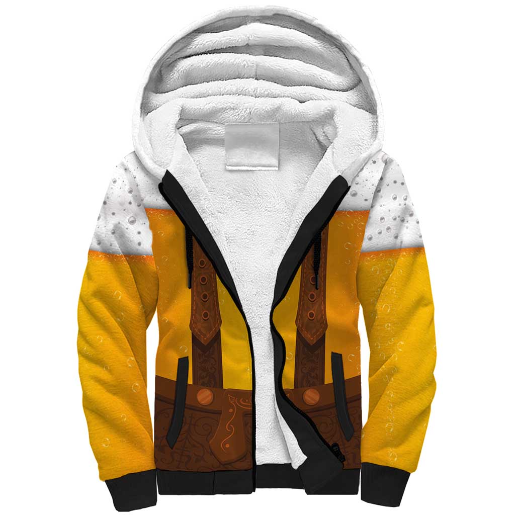 Traditional German Costume - Lederhosen Sherpa Hoodie Oktoberfest Beer Head Funny Style - Wonder Print Shop