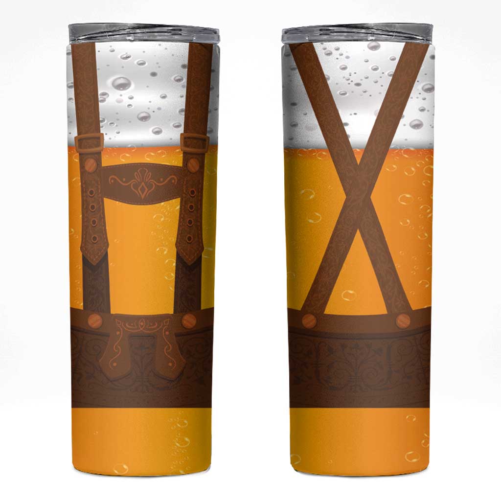 Traditional German Costume - Lederhosen Skinny Tumbler Oktoberfest Beer Head Funny Style - Wonder Print Shop