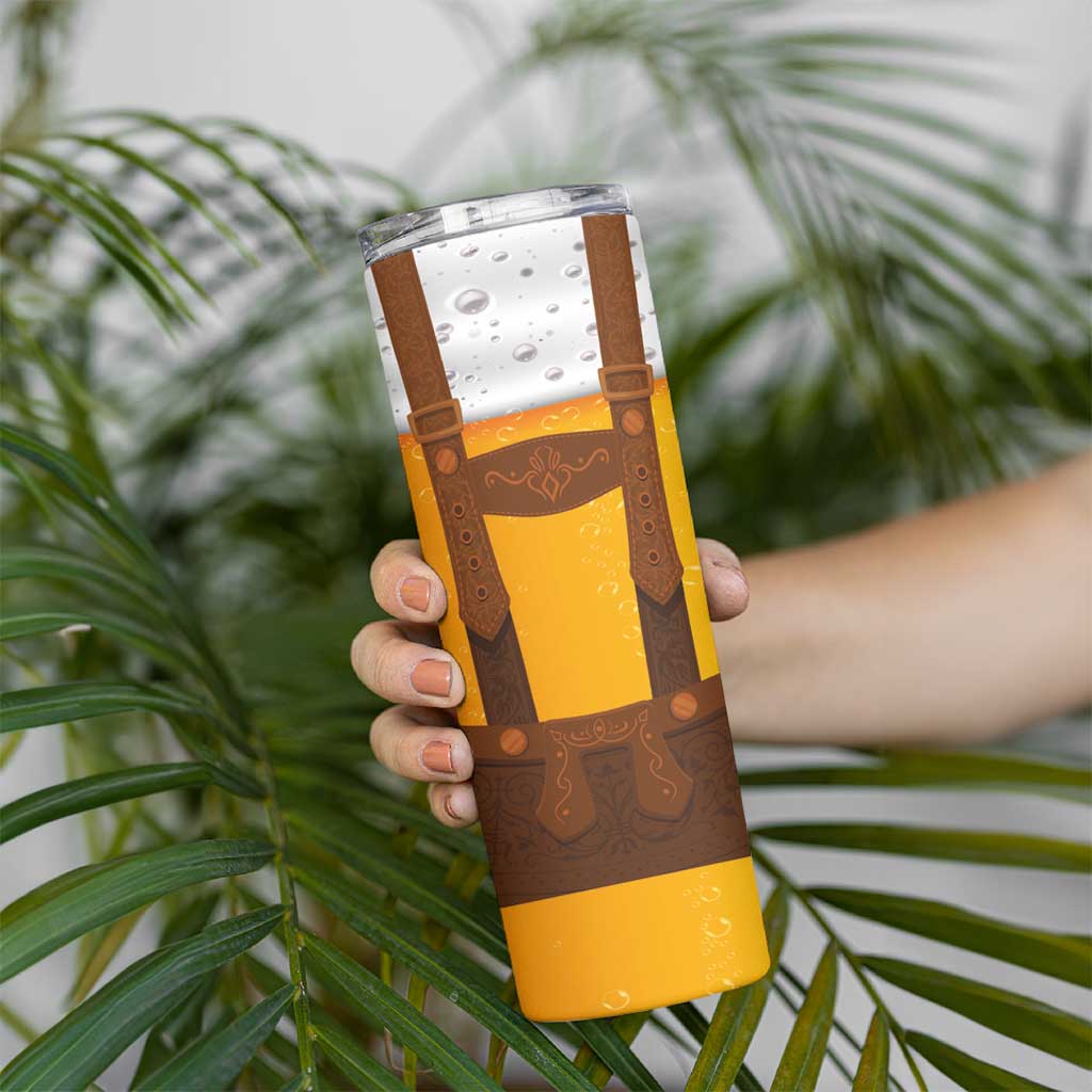 Traditional German Costume - Lederhosen Skinny Tumbler Oktoberfest Beer Head Funny Style - Wonder Print Shop