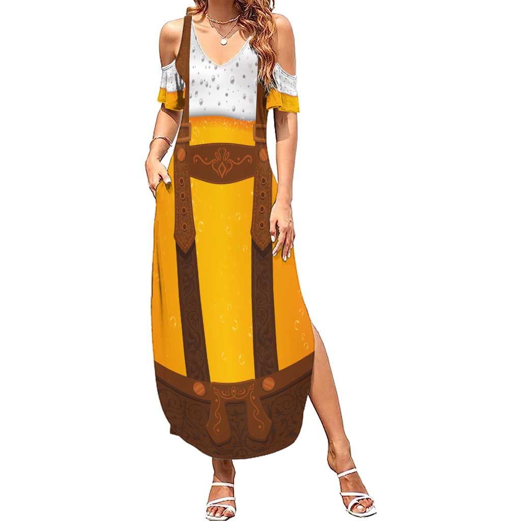Traditional German Costume - Lederhosen Summer Maxi Dress Oktoberfest Beer Head Funny Style - Wonder Print Shop