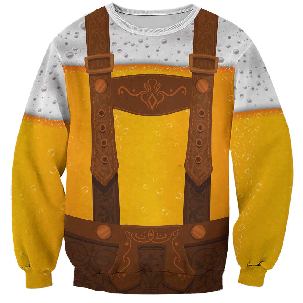 Traditional German Costume - Lederhosen Sweatshirt Oktoberfest Beer Head Funny Style - Wonder Print Shop