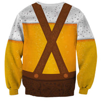 Traditional German Costume - Lederhosen Sweatshirt Oktoberfest Beer Head Funny Style - Wonder Print Shop
