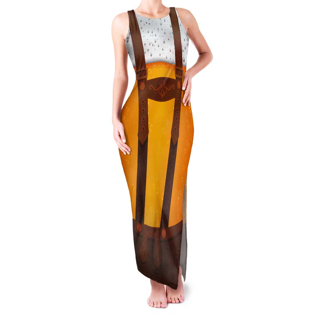 Traditional German Costume - Lederhosen Tank Maxi Dress Oktoberfest Beer Head Funny Style - Wonder Print Shop