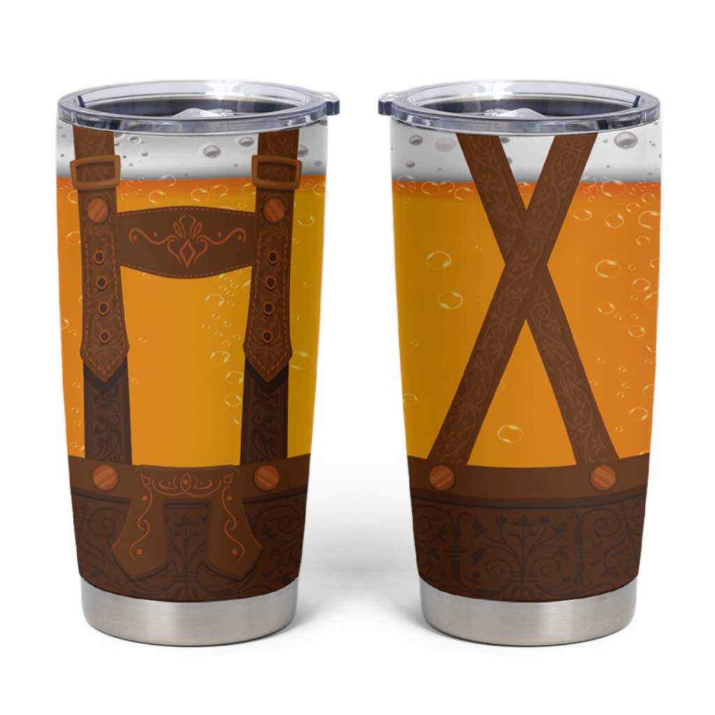 Traditional German Costume - Lederhosen Tumbler Cup Oktoberfest Beer Head Funny Style - Wonder Print Shop