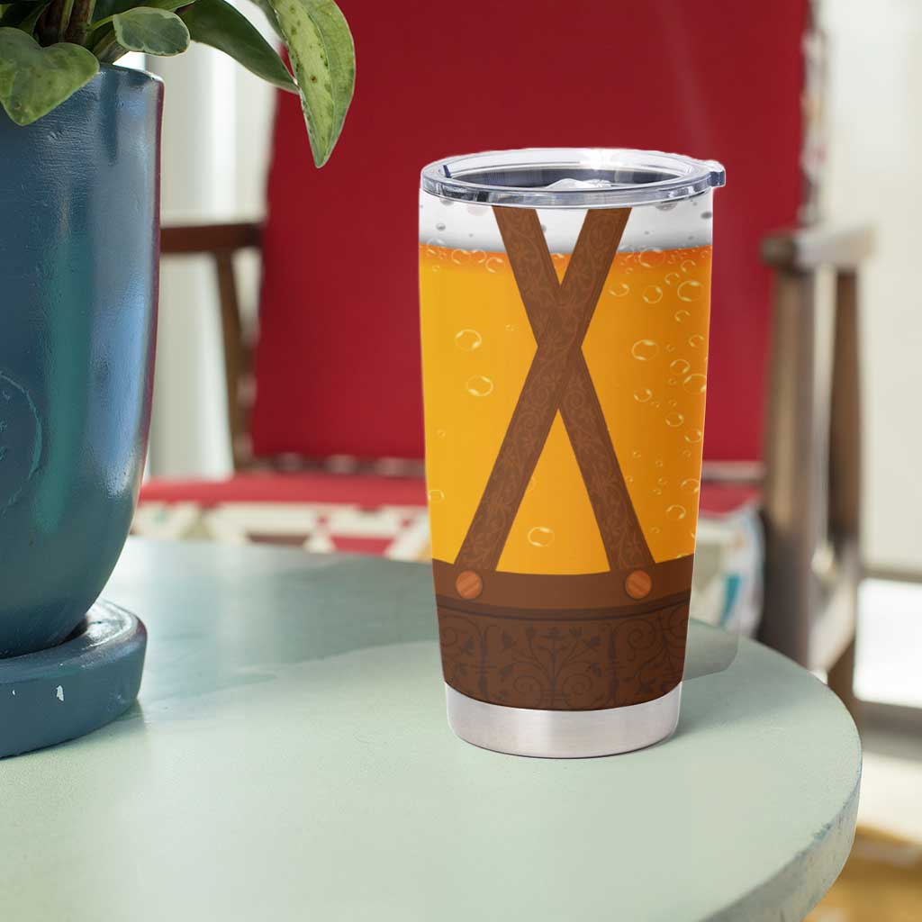 Traditional German Costume - Lederhosen Tumbler Cup Oktoberfest Beer Head Funny Style - Wonder Print Shop