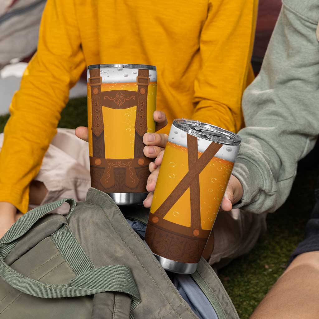 Traditional German Costume - Lederhosen Tumbler Cup Oktoberfest Beer Head Funny Style - Wonder Print Shop
