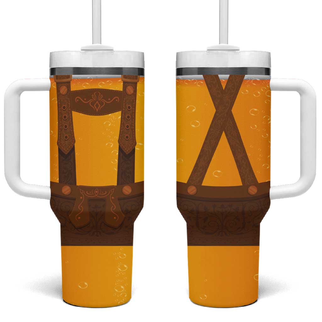 Traditional German Costume - Lederhosen Tumbler With Handle Oktoberfest Beer Head Funny Style - Wonder Print Shop