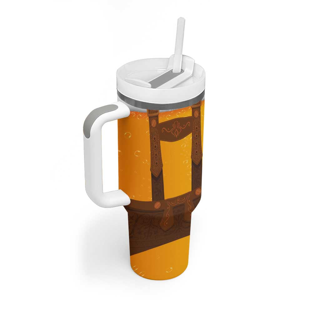 Traditional German Costume - Lederhosen Tumbler With Handle Oktoberfest Beer Head Funny Style - Wonder Print Shop