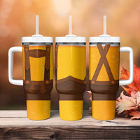 Traditional German Costume - Lederhosen Tumbler With Handle Oktoberfest Beer Head Funny Style - Wonder Print Shop