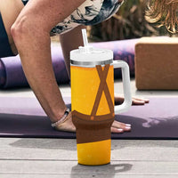 Traditional German Costume - Lederhosen Tumbler With Handle Oktoberfest Beer Head Funny Style - Wonder Print Shop