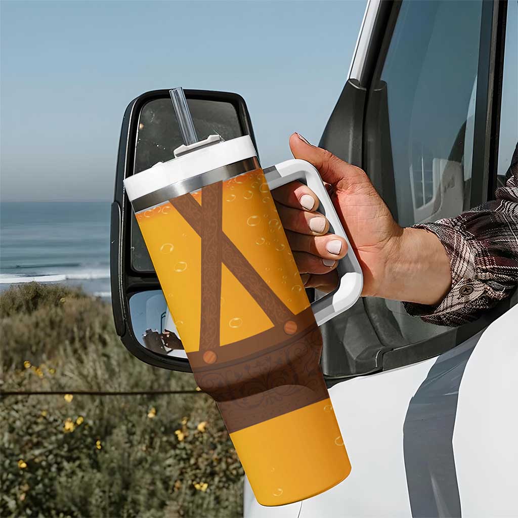 Traditional German Costume - Lederhosen Tumbler With Handle Oktoberfest Beer Head Funny Style - Wonder Print Shop