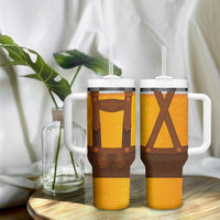 Traditional German Costume - Lederhosen Tumbler With Handle Oktoberfest Beer Head Funny Style - Wonder Print Shop