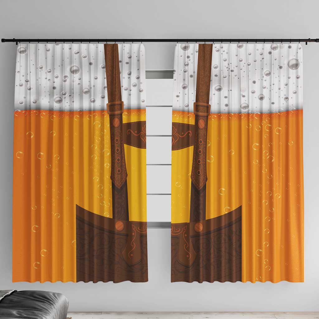 Traditional German Costume - Lederhosen Window Curtain Oktoberfest Beer Head Funny Style - Wonder Print Shop