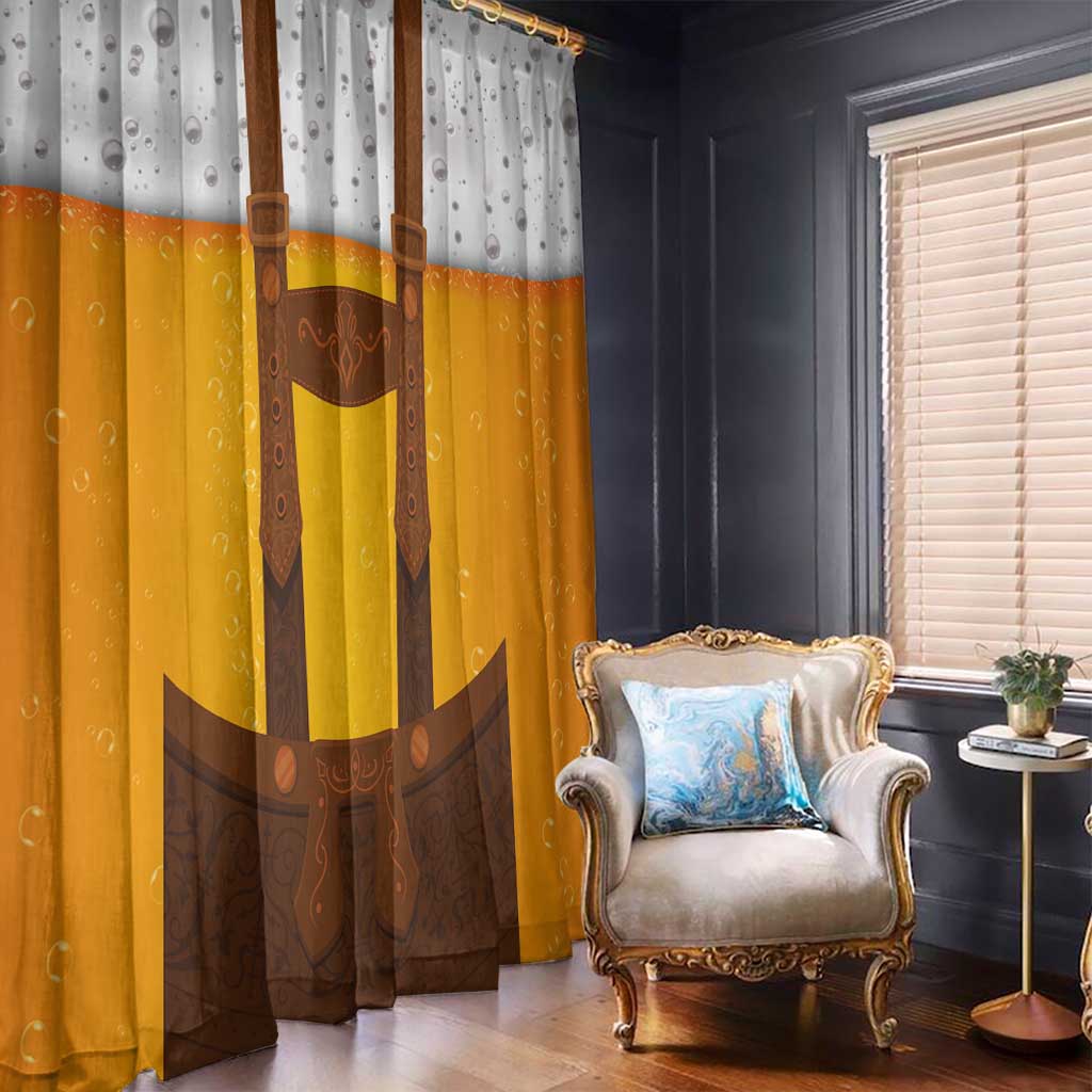 Traditional German Costume - Lederhosen Window Curtain Oktoberfest Beer Head Funny Style - Wonder Print Shop