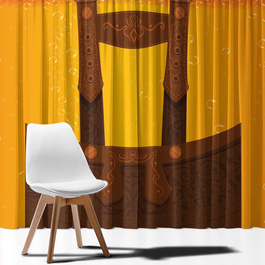 Traditional German Costume - Lederhosen Window Curtain Oktoberfest Beer Head Funny Style - Wonder Print Shop