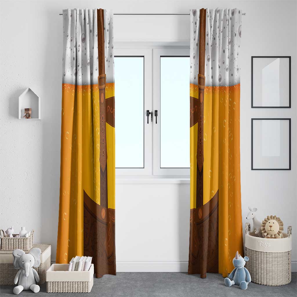 Traditional German Costume - Lederhosen Window Curtain Oktoberfest Beer Head Funny Style - Wonder Print Shop