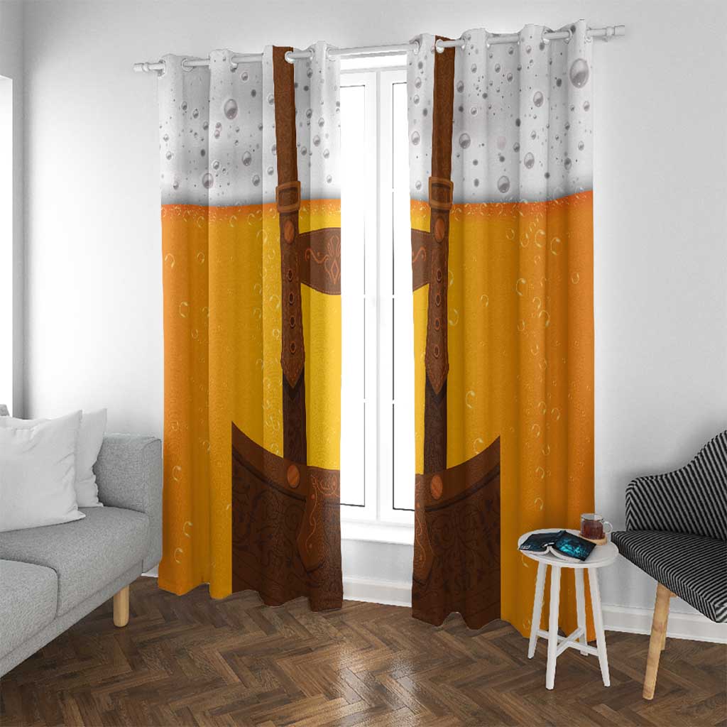 Traditional German Costume - Lederhosen Window Curtain Oktoberfest Beer Head Funny Style - Wonder Print Shop