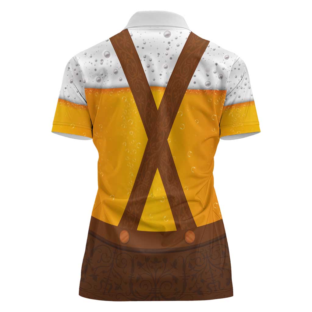 Traditional German Costume - Lederhosen Women Polo Shirt Oktoberfest Beer Head Funny Style - Wonder Print Shop