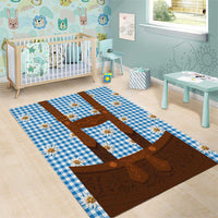 Traditional German Costume - Lederhosen Area Rug Blue Plaid Pattern with Edelweiss Flowers - Wonder Print Shop