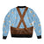 Traditional German Costume - Lederhosen Bomber Jacket Blue Plaid Pattern with Edelweiss Flowers - Wonder Print Shop