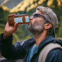 Traditional German Costume - Lederhosen 4 in 1 Can Cooler Tumbler Blue Plaid Pattern with Edelweiss Flowers - Wonder Print Shop