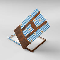 Traditional German Costume - Lederhosen Canvas Wall Art Blue Plaid Pattern with Edelweiss Flowers - Wonder Print Shop