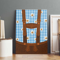 Traditional German Costume - Lederhosen Canvas Wall Art Blue Plaid Pattern with Edelweiss Flowers - Wonder Print Shop