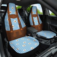 Traditional German Costume - Lederhosen Car Seat Cover Blue Plaid Pattern with Edelweiss Flowers - Wonder Print Shop