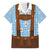 Traditional German Costume - Lederhosen Family Matching Summer Maxi Dress and Hawaiian Shirt Blue Plaid Pattern with Edelweiss Flowers - Wonder Print Shop