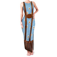 Traditional German Costume - Lederhosen Family Matching Tank Maxi Dress and Hawaiian Shirt Blue Plaid Pattern with Edelweiss Flowers - Wonder Print Shop