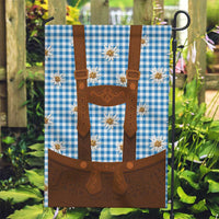 Traditional German Costume - Lederhosen Garden Flag Blue Plaid Pattern with Edelweiss Flowers - Wonder Print Shop