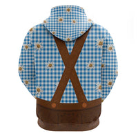 Traditional German Costume - Lederhosen Hoodie Blue Plaid Pattern with Edelweiss Flowers - Wonder Print Shop