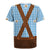 Traditional German Costume - Lederhosen Rugby Jersey Blue Plaid Pattern with Edelweiss Flowers - Wonder Print Shop